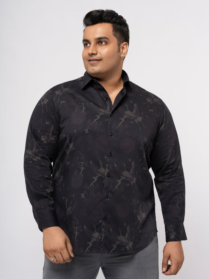 Plus size Printed Stretch Satin Party Shirt For Men | XL-7XL