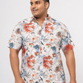 Plus size Tropical Printed Cotton Linen Holiday Shirt For Men | XL-7XL