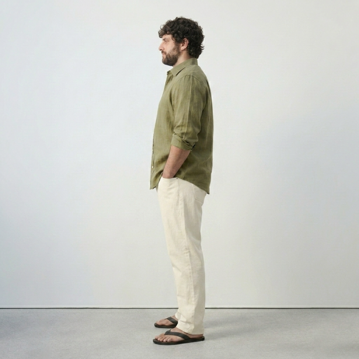 PLUS SIZE SOLID LINEN SHIRT FOR MEN | XL-7XL