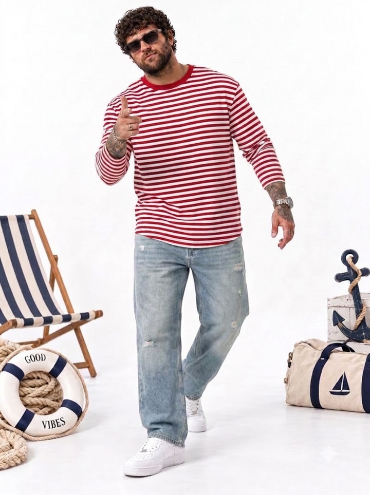 PLUS SIZE MEN STRIPER T-SHIRT | XL-7XL