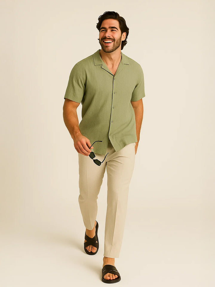 PLUS SIZE LOUNGE SEERSUCKER STRETCH HALF SLEEVE SHIRT FOR MEN | XL-7XL