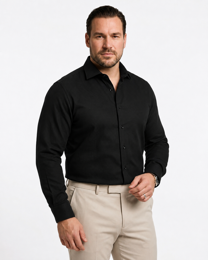 PLUS SIZE SOLID DOBBY SHIRT FOR MEN | XL-7XL