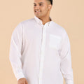 Plus Size Monochrome White Stretch Satin Shirt | XL-7XL