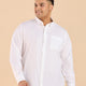 Plus Size Monochrome White Stretch Satin Shirt | XL-7XL