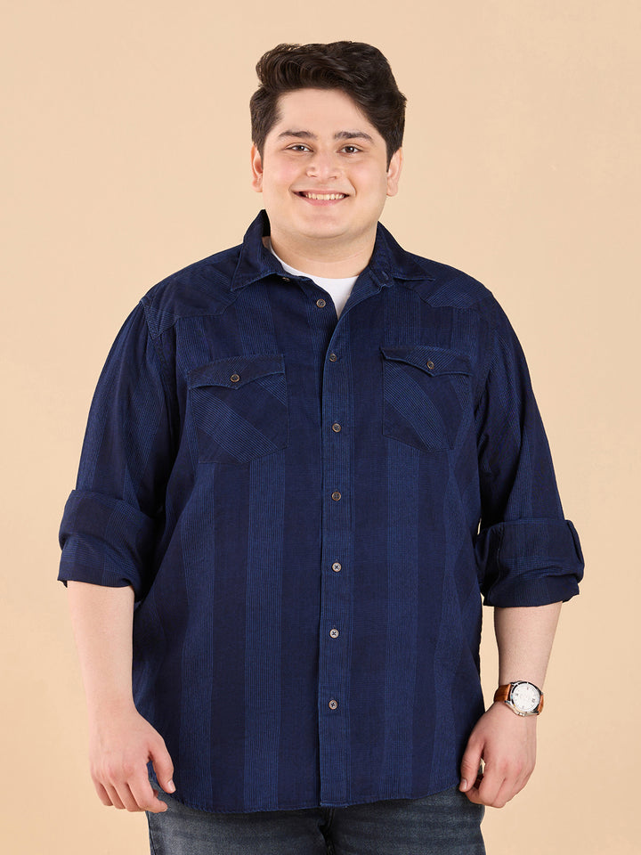 Contemporary Plaid Indigo Shirt