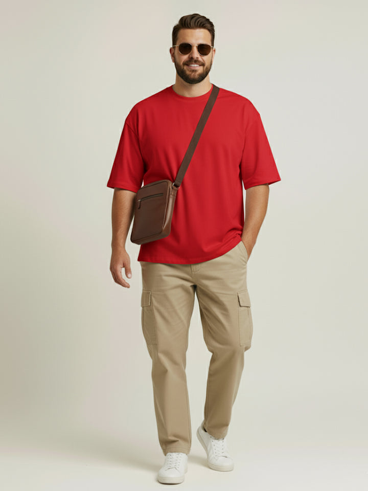 PLUS SIZE RED LABEL COTTON LYCRA LOOSE FIT T-SHIRT FOR MEN | XL-7XL