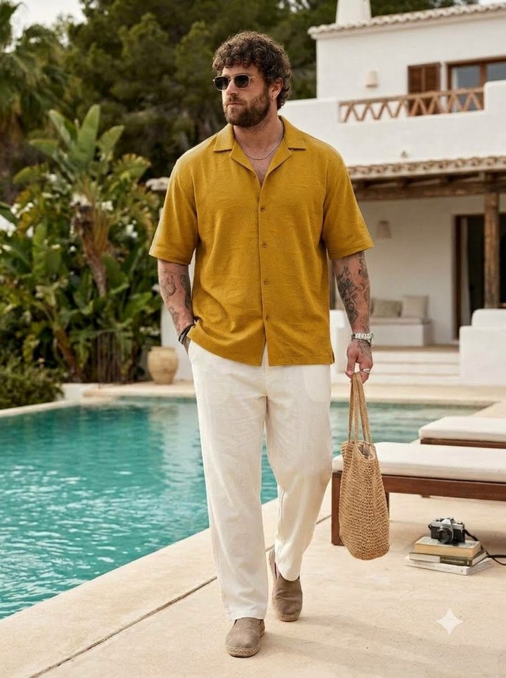 PLUS SIZE RESORT JACQURD SHIRT FOR MEN | XL-7XL