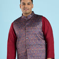 Plus Size Jacquard Bandgala Waistcoat | XL-7XL