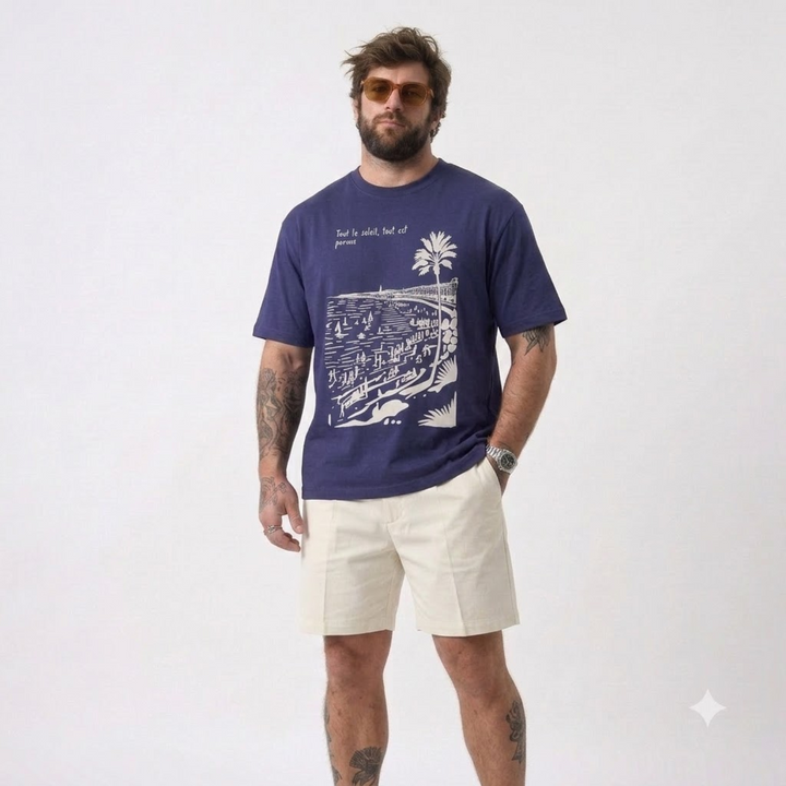 PLUS SIZE SAINT TROPEZ HOLIDAY T-SHIRT FOR MEN | XL-7XL