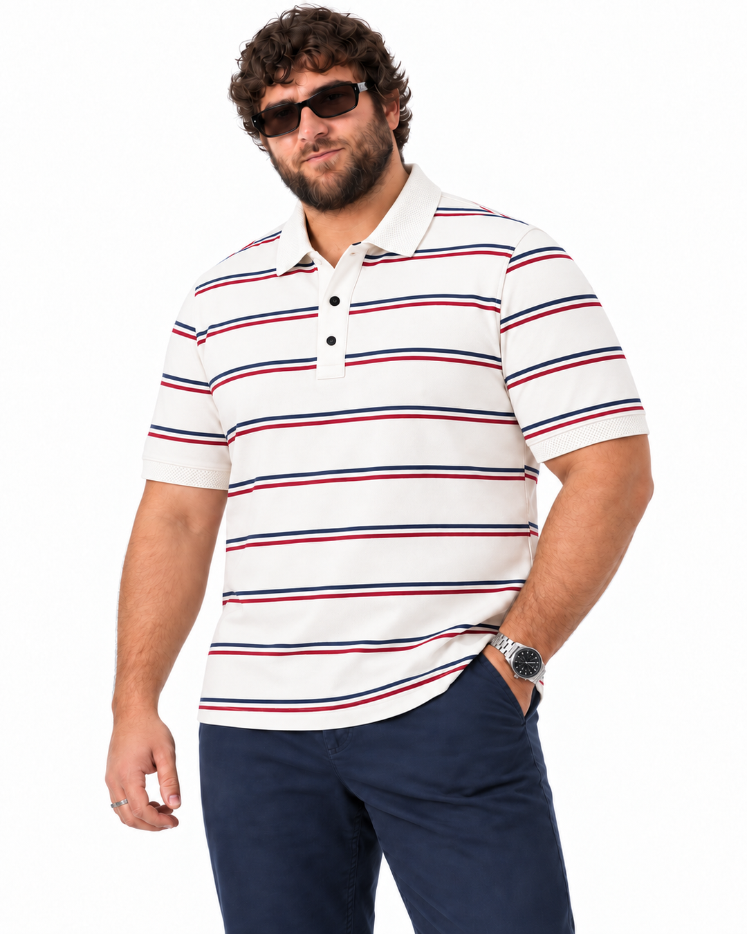 PLUS SIZE MEN STRIPER POLO | XL-7XL