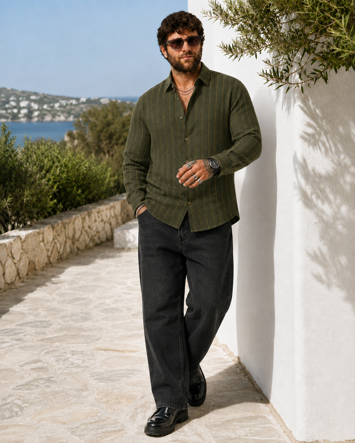 PLUS SIZE LINEN STRIPE SHIRT FOR MEN | XL-7XL
