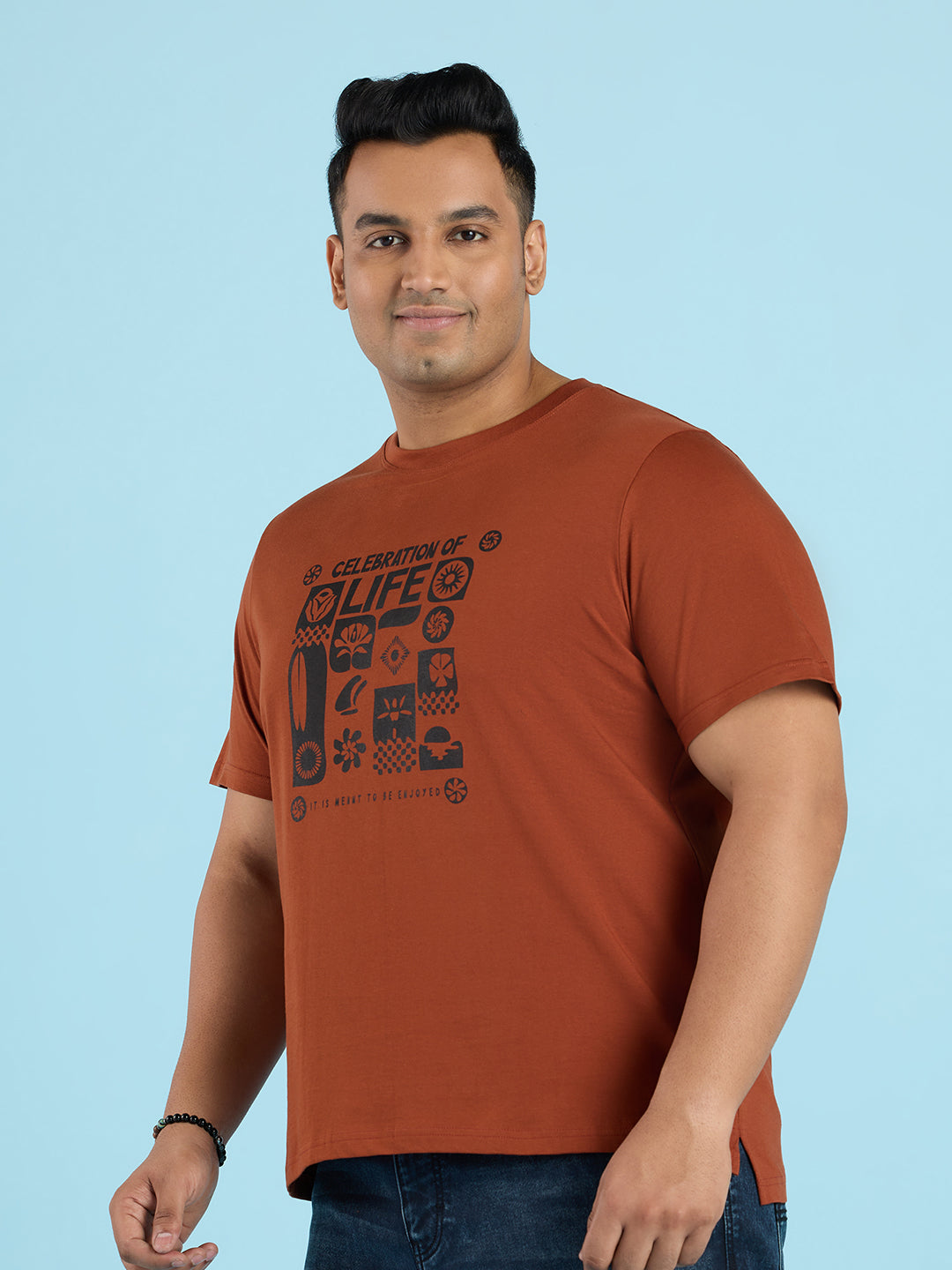 PLUS SIZE STRUCTURE KNIT GRAPHIC T-SHIRT FOR MEN | XL-7XL