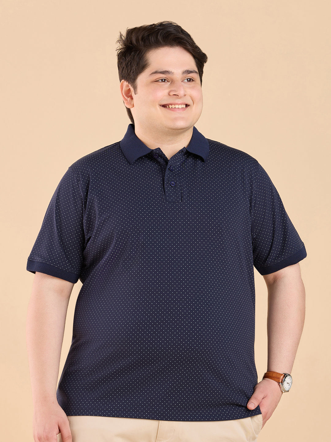 Premium Polka Printed Stretch Polo T-Shirt