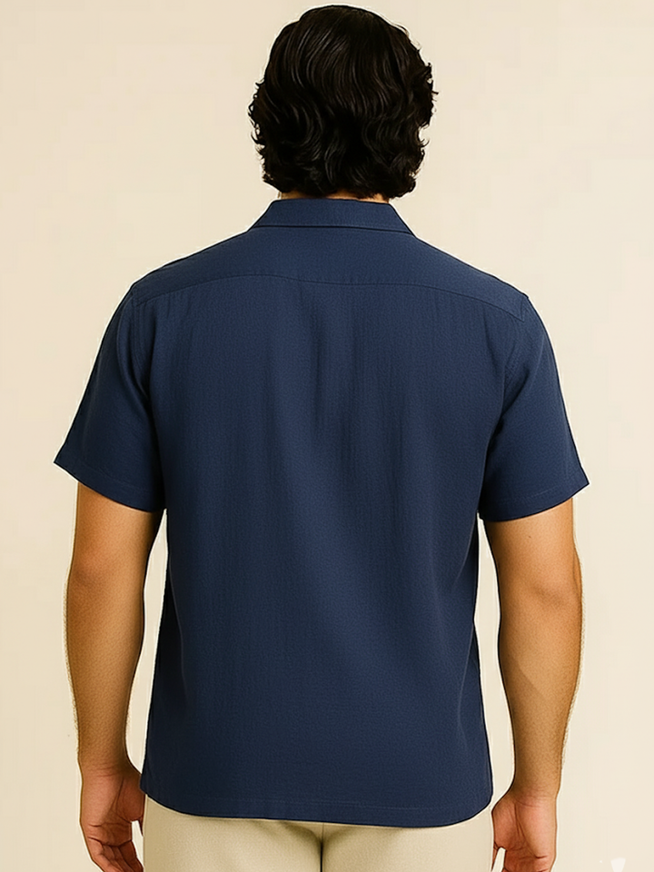 PLUS SIZE LOUNGE SEERSUCKER STRETCH HALF SLEEVE SHIRT FOR MEN | XL-7XL