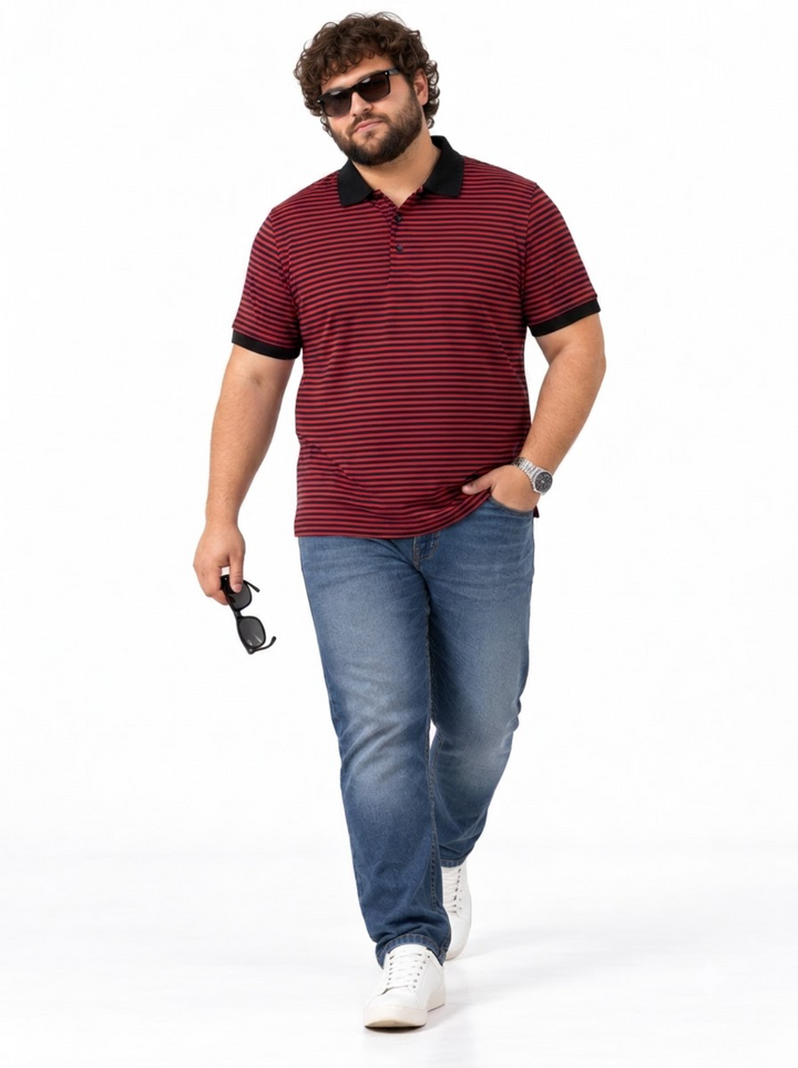 PLUS SIZE MEN STRIPER POLO | XL-7XL