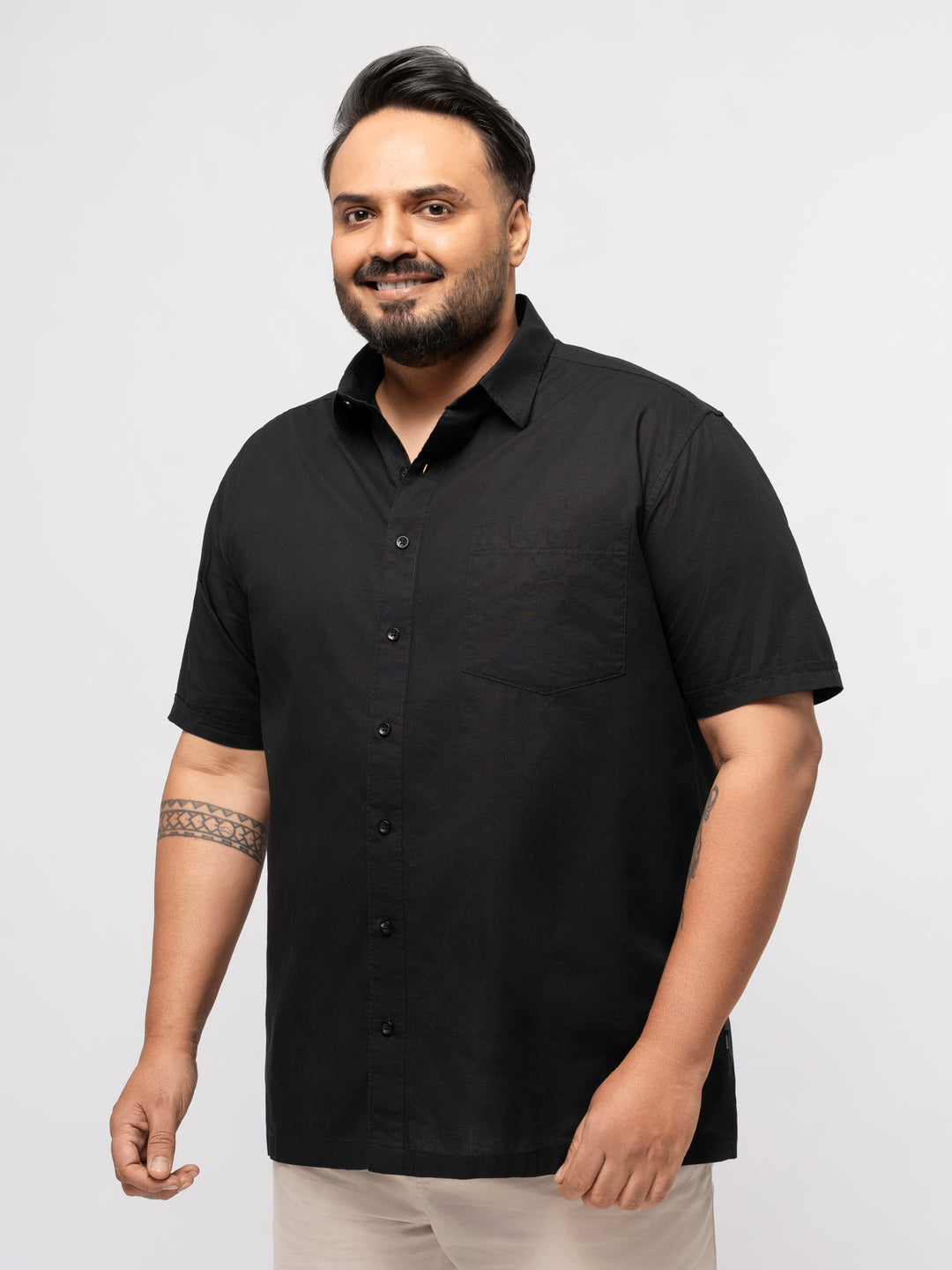 Plus size Soft Cotton Lounge Half Sleeve Shirt For Men | XL-7XL
