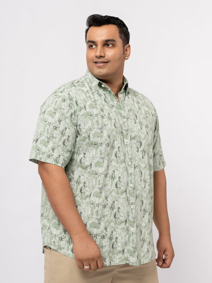 Plus size soft Cotton Printed Holiday Half Sleeve Shirt For Men | XL-7XL