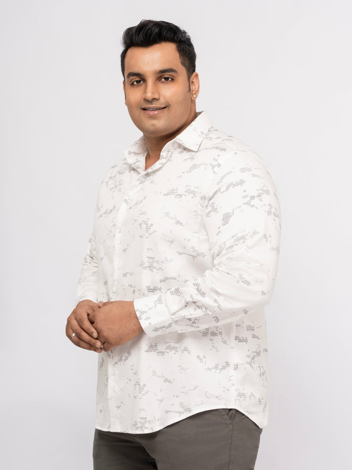 Plus size Printed Stretch Satin Party Shirt For Men | XL-7XL