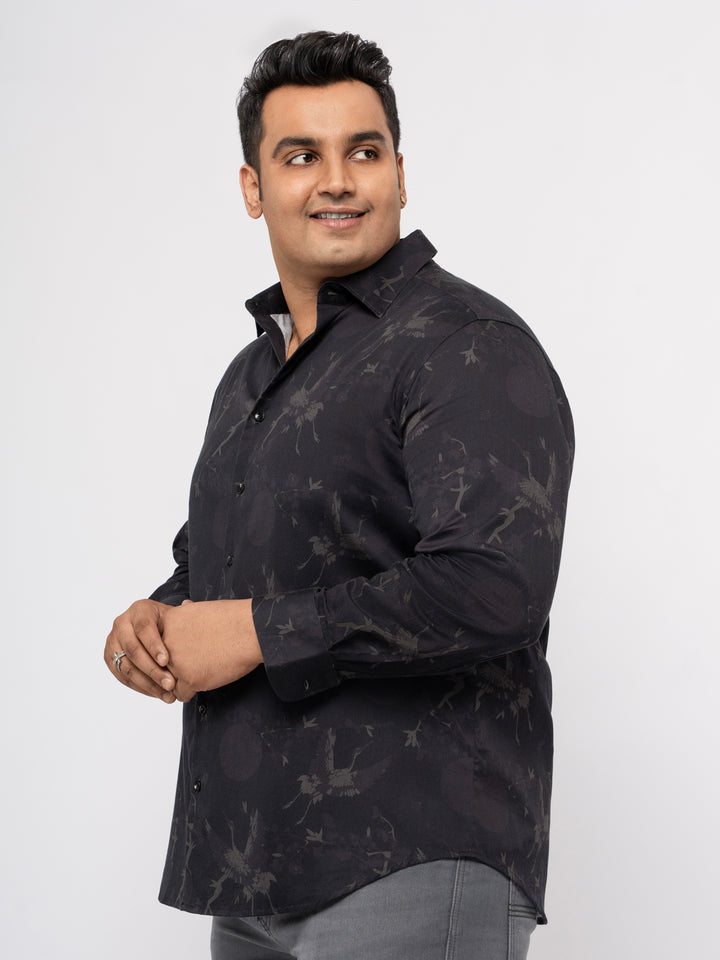 Plus size Printed Stretch Satin Party Shirt For Men | XL-7XL