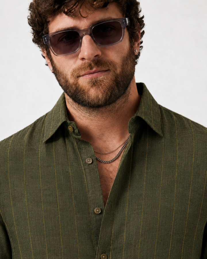 PLUS SIZE LINEN STRIPE SHIRT FOR MEN | XL-7XL