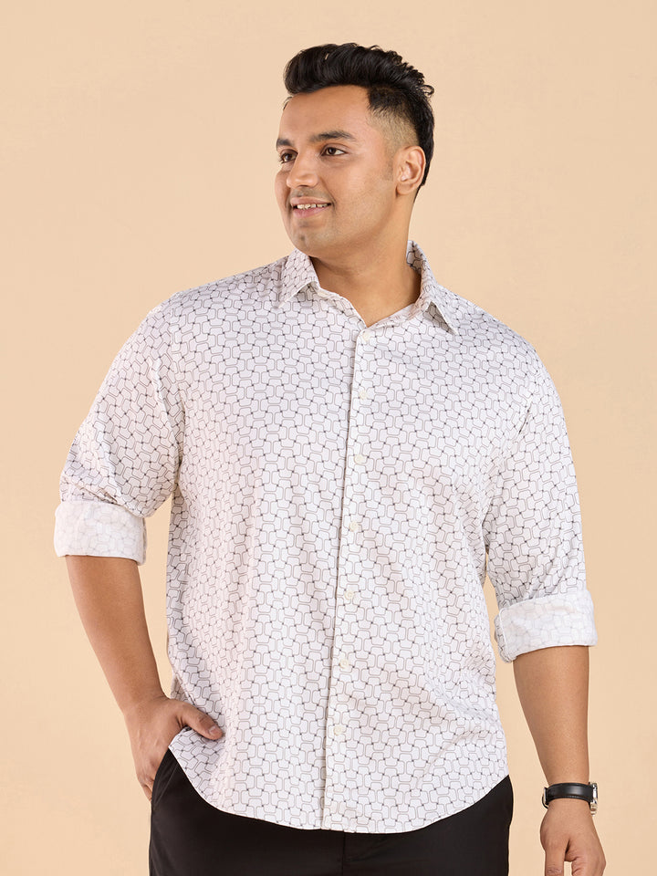 Dapper Geometric Tile Statement Stretch Shirt