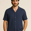 PLUS SIZE LOUNGE SEERSUCKER STRETCH HALF SLEEVE SHIRT FOR MEN | XL-7XL