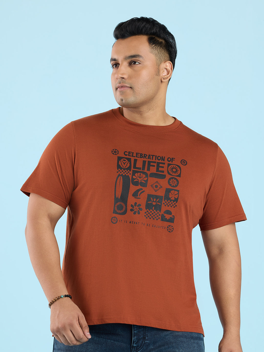 PLUS SIZE STRUCTURE KNIT GRAPHIC T-SHIRT FOR MEN | XL-7XL