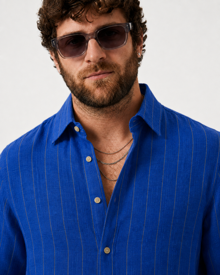 PLUS SIZE LINEN STRIPE SHIRT FOR MEN | XL-7XL