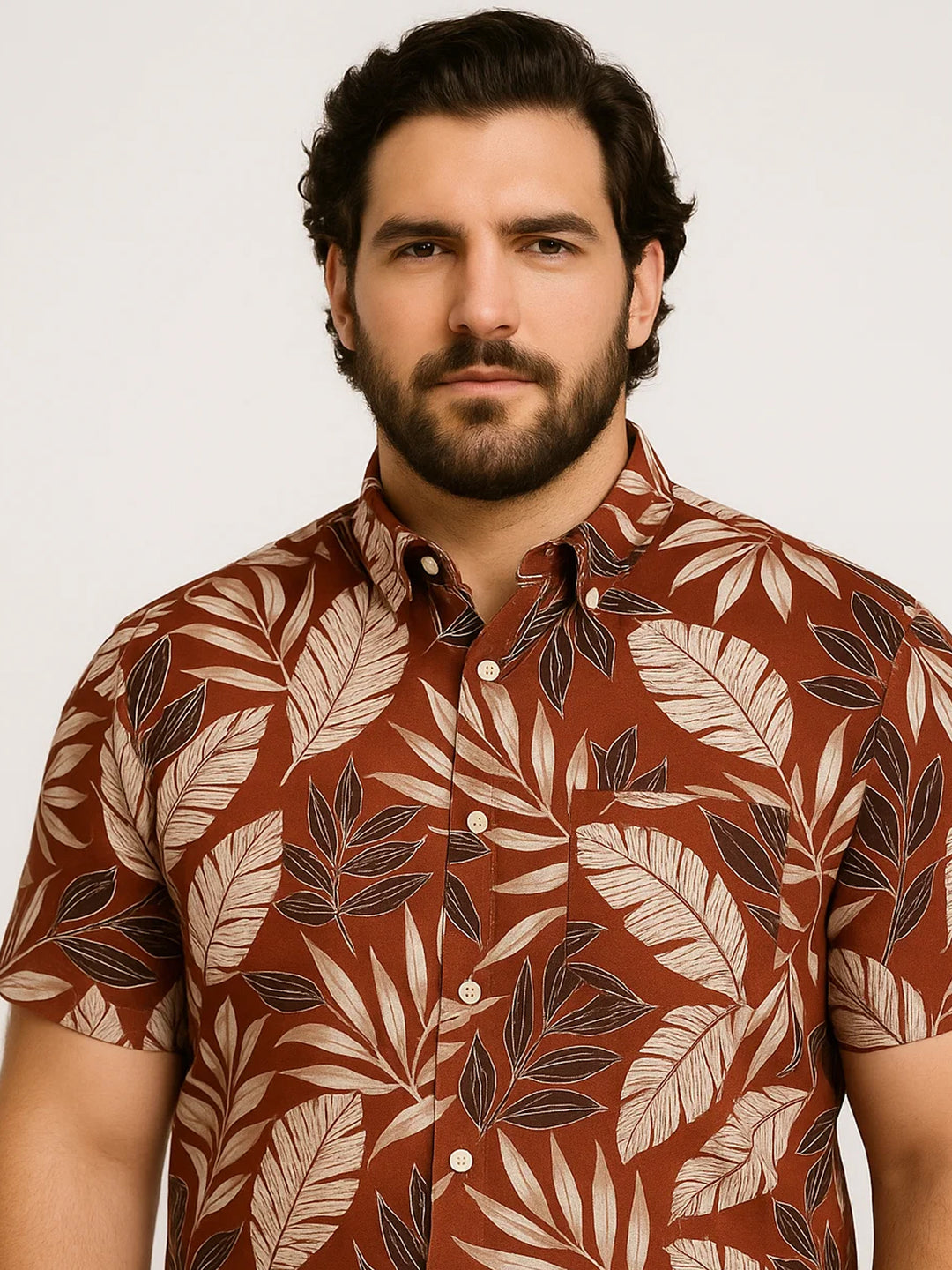 PLUS SIZE TROPICAL PRINTED COTTON HOLIDAY HALF SLEEVE SHIRT FOR MEN | XL-7XL