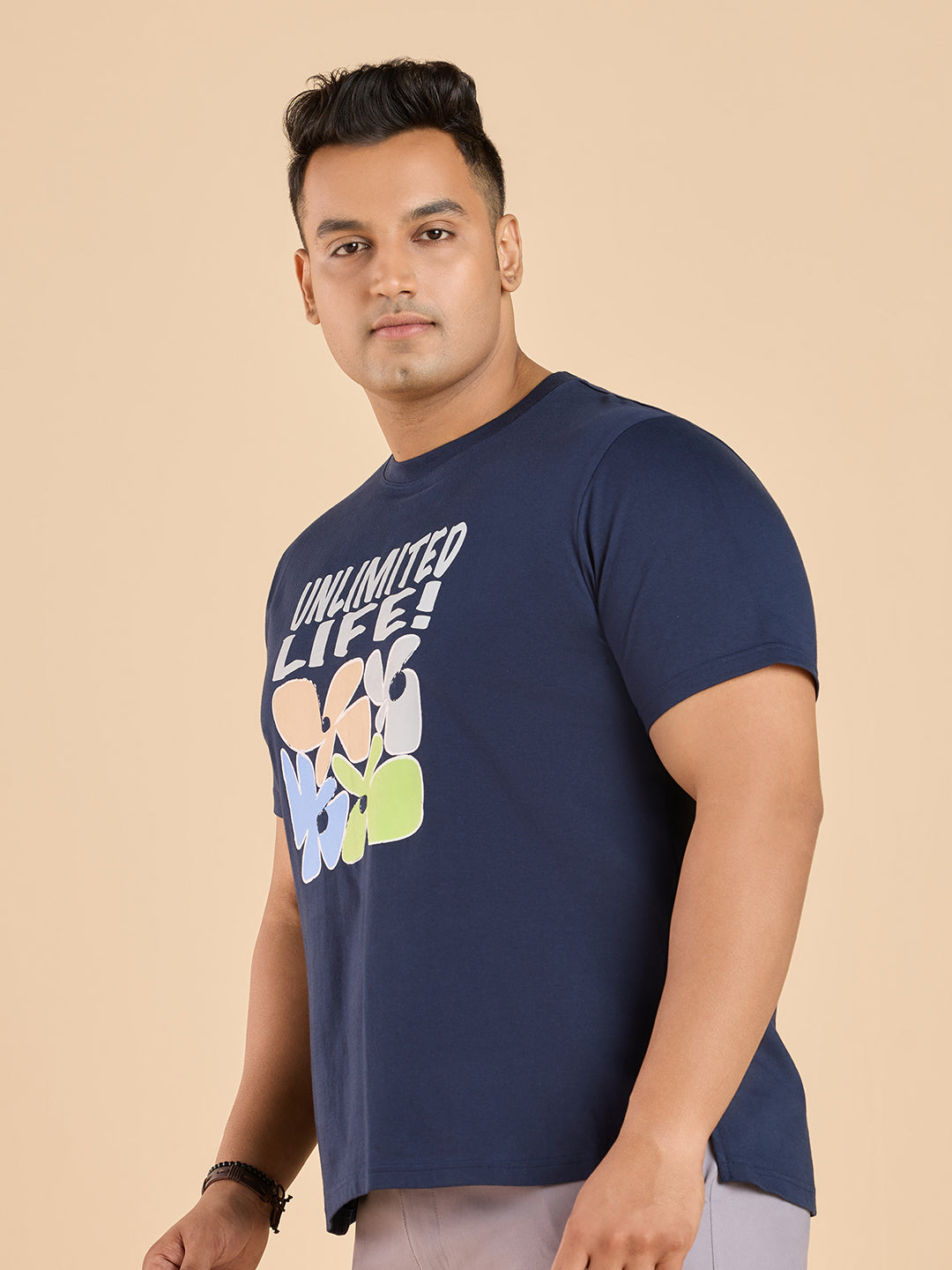 PLUS SIZE STRUCTURE KNIT GRAPHIC T-SHIRT FOR MEN | XL-7XL