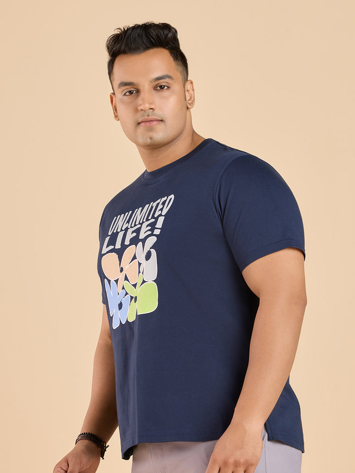 PLUS SIZE STRUCTURE KNIT GRAPHIC T-SHIRT FOR MEN | XL-7XL