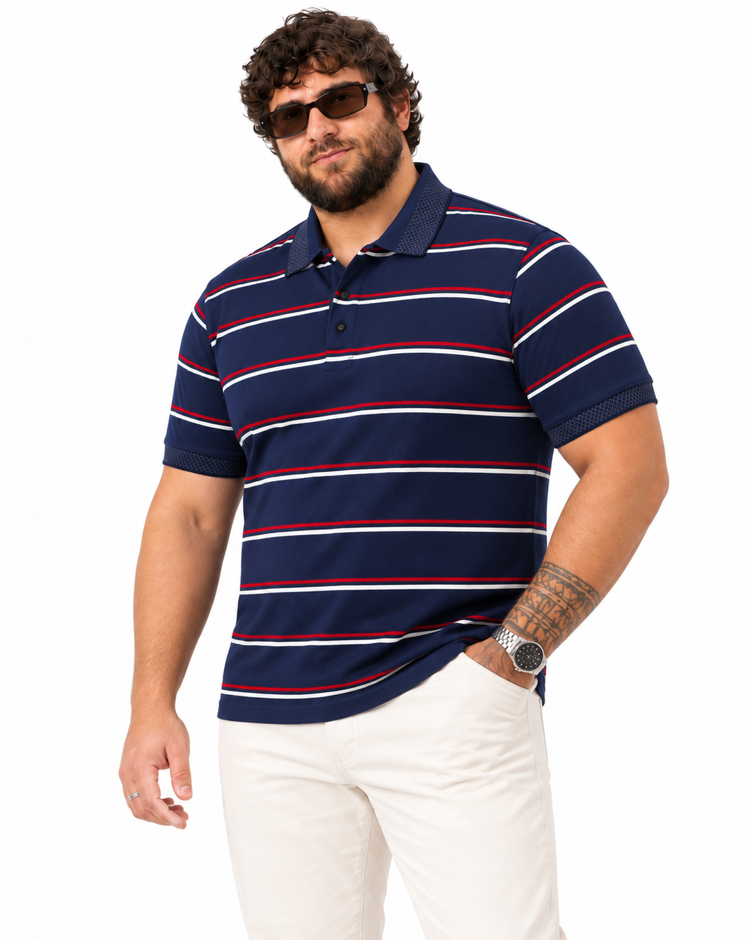 PLUS SIZE MEN STRIPER POLO | XL-7XL