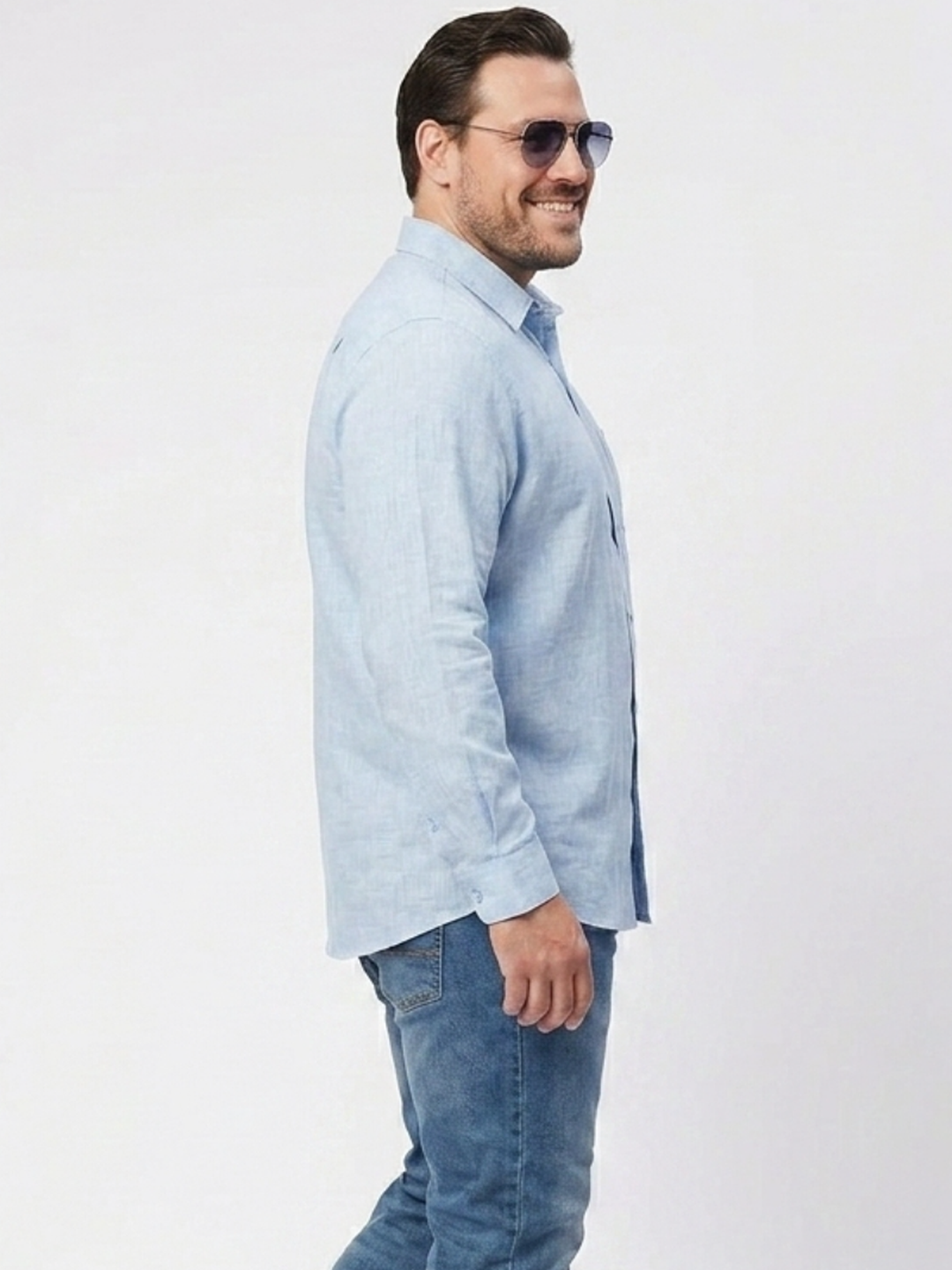 PLUS SIZE SOLID COTTON LINEN SHIRT | XL-7XL