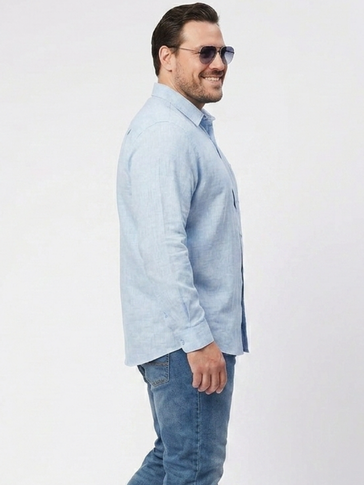 PLUS SIZE SOLID COTTON LINEN SHIRT | XL-7XL