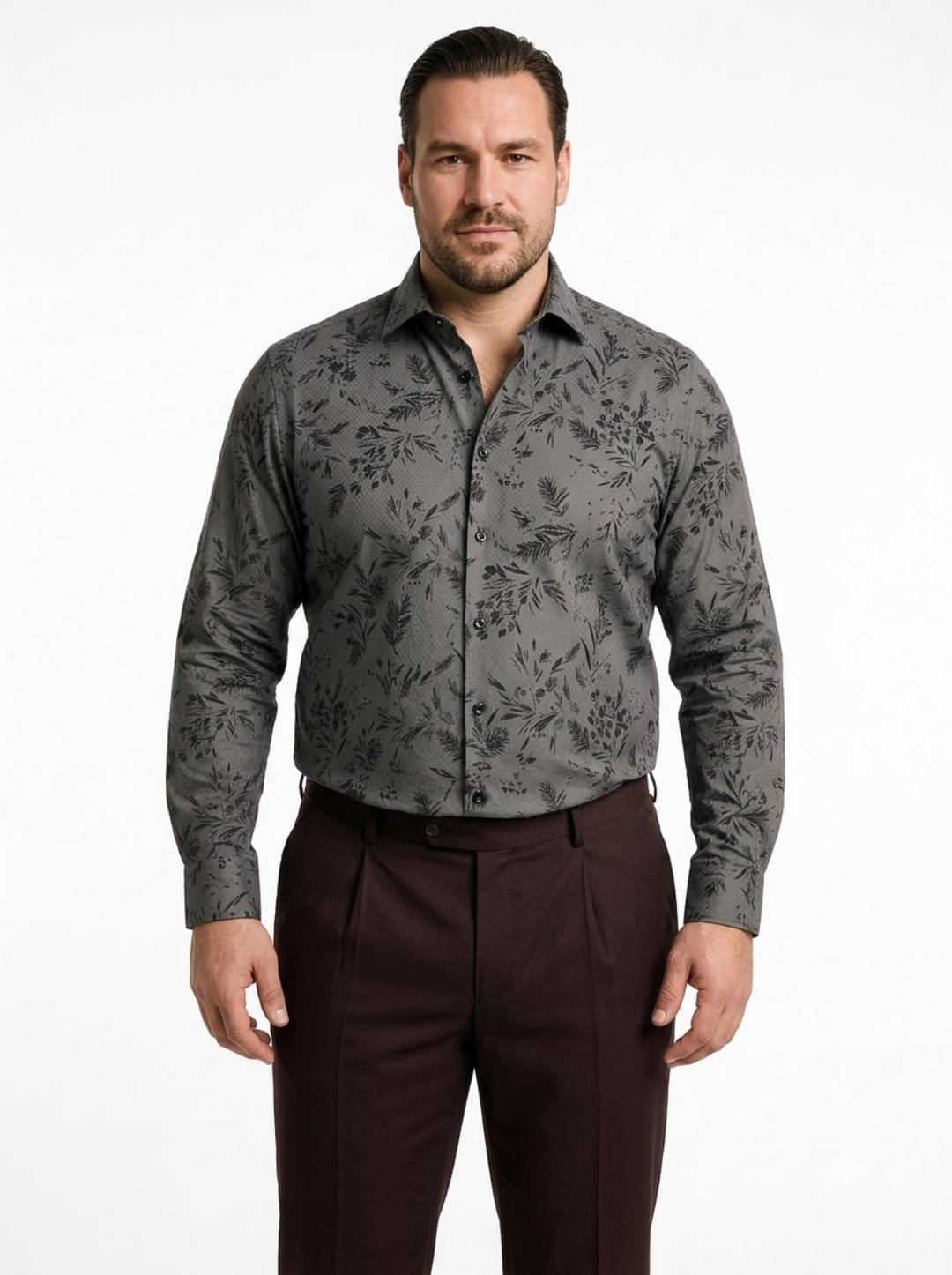 PLUS SIZE DOBBY PRINTED SHIRT FOR MEN | XL-7XL