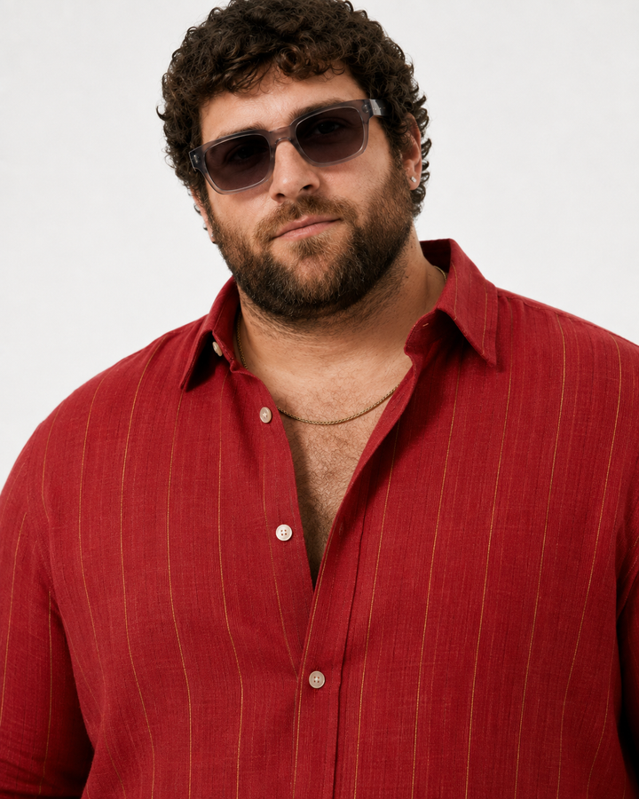 PLUS SIZE LINEN STRIPE SHIRT FOR MEN | XL-7XL