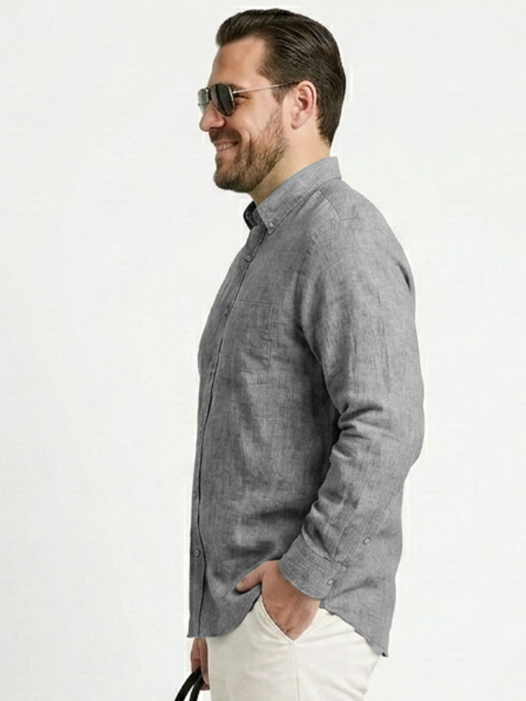 PLUS SIZE MEN SOLID LINEN SHIRT| XL-7XL