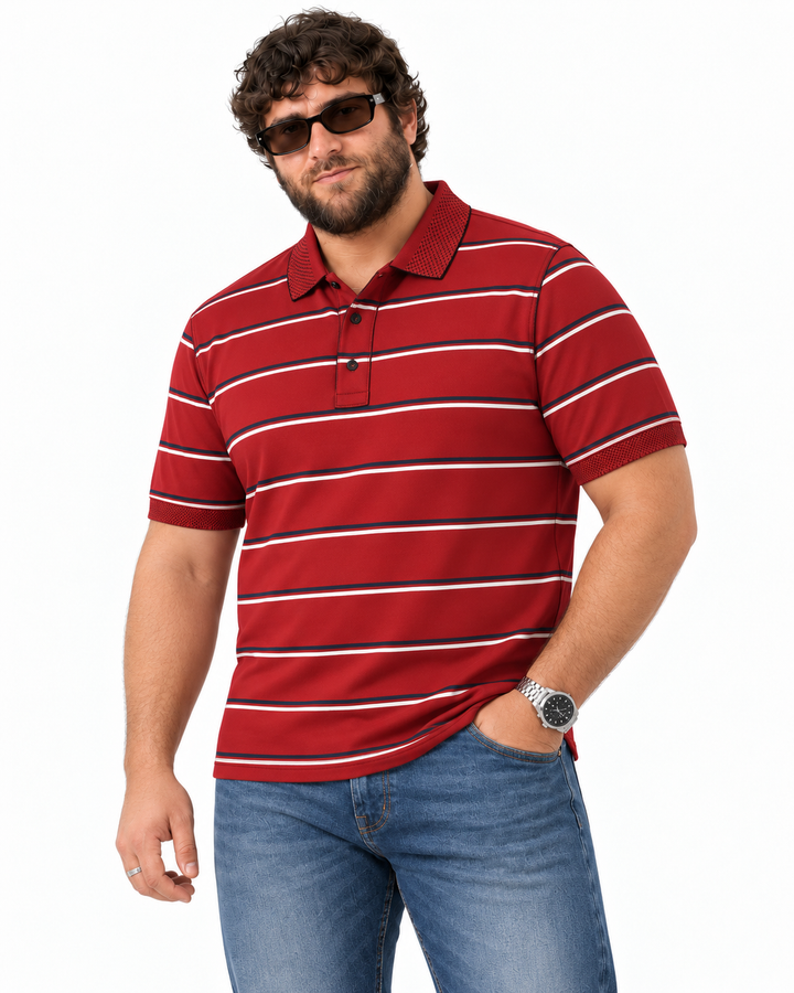 PLUS SIZE MEN STRIPER POLO | XL-7XL