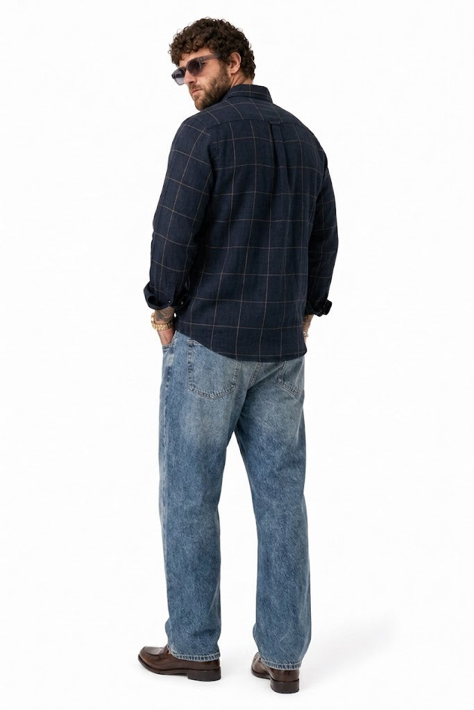 PLUS SIZE LINEN CHECK SHIRT FOR MEN | XL-7XL