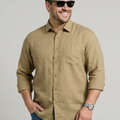 PLUS SIZE SOLID COTTON LINEN SHIRT | XL-7XL
