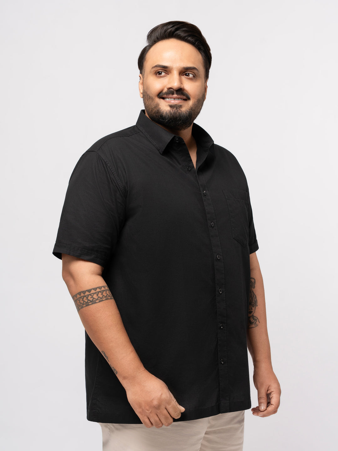 Plus size Soft Cotton Lounge Half Sleeve Shirt For Men | XL-7XL