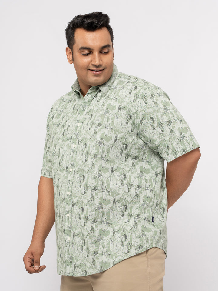 Plus size soft Cotton Printed Holiday Half Sleeve Shirt For Men | XL-7XL