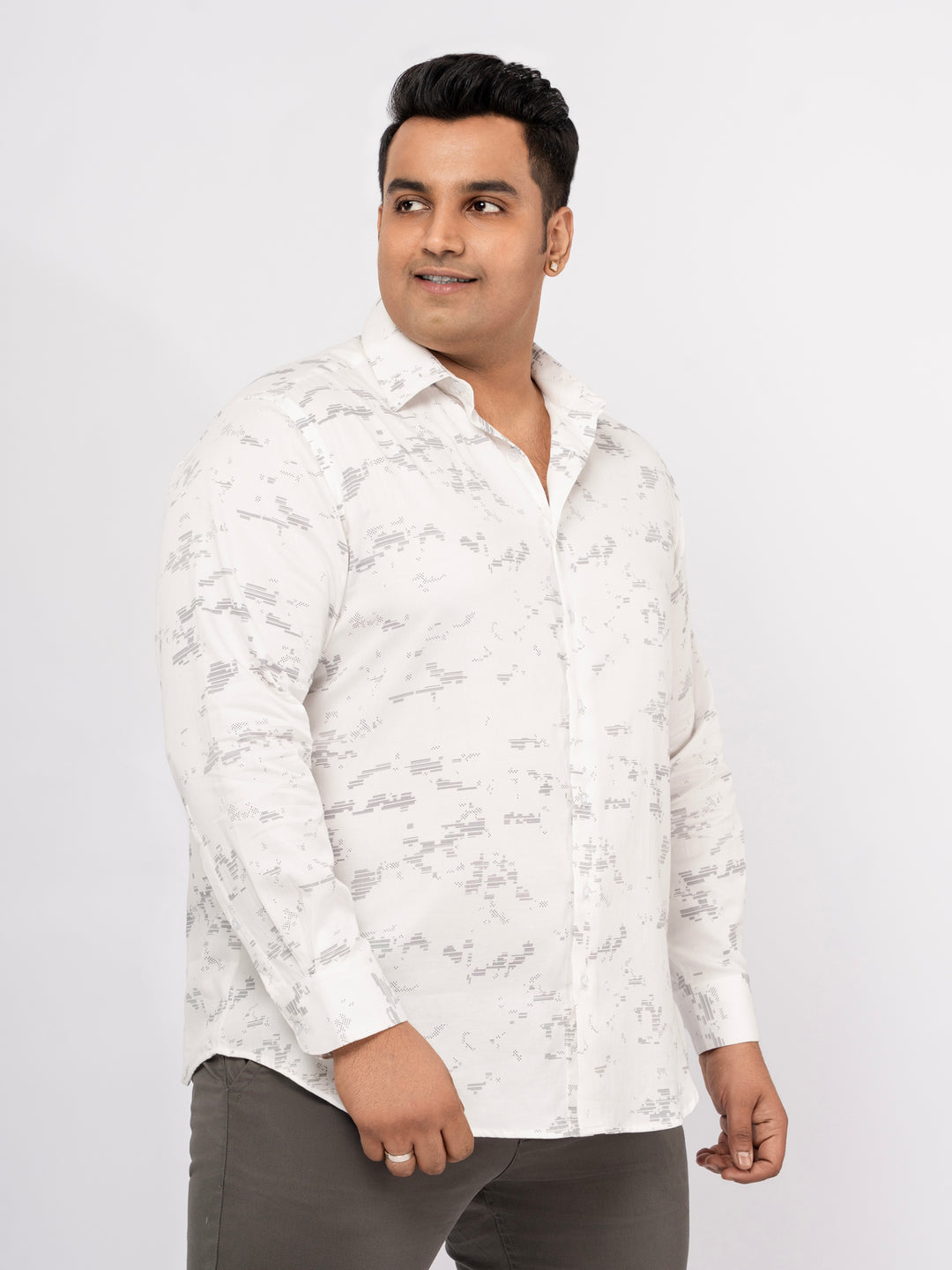 Plus size Printed Stretch Satin Party Shirt For Men | XL-7XL