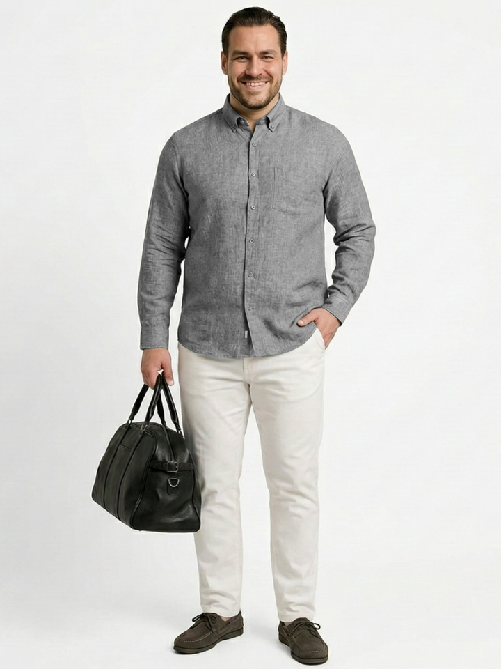 PLUS SIZE MEN SOLID LINEN SHIRT| XL-7XL