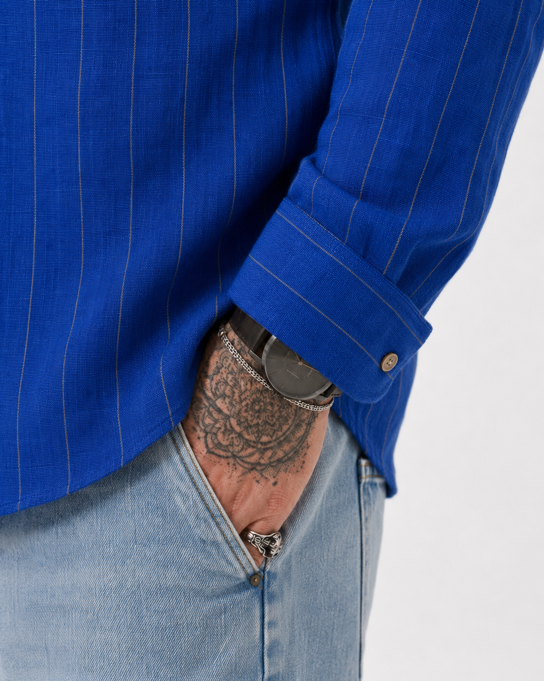 PLUS SIZE LINEN STRIPE SHIRT FOR MEN | XL-7XL