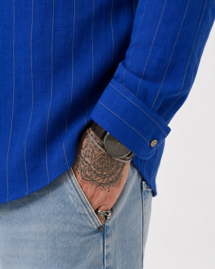 PLUS SIZE LINEN STRIPE SHIRT FOR MEN | XL-7XL