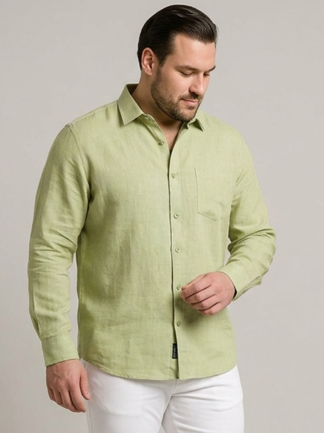 PLUS SIZE MEN SOLID LINEN SHIRT| XL-7XL