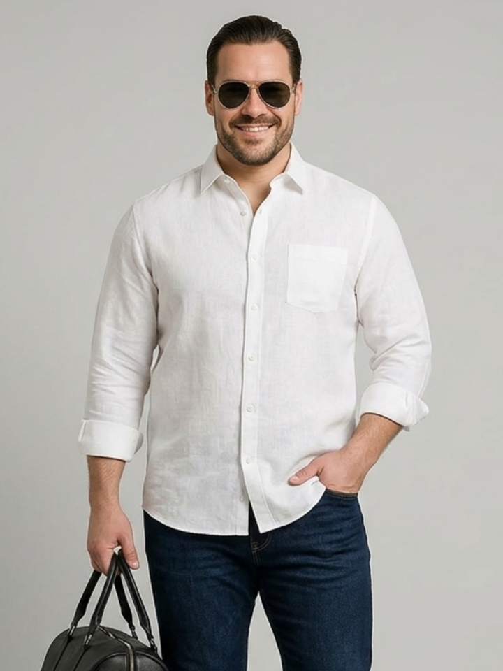 PLUS SIZE SOLID LINEN SHIRT FOR MEN | XL-7XL