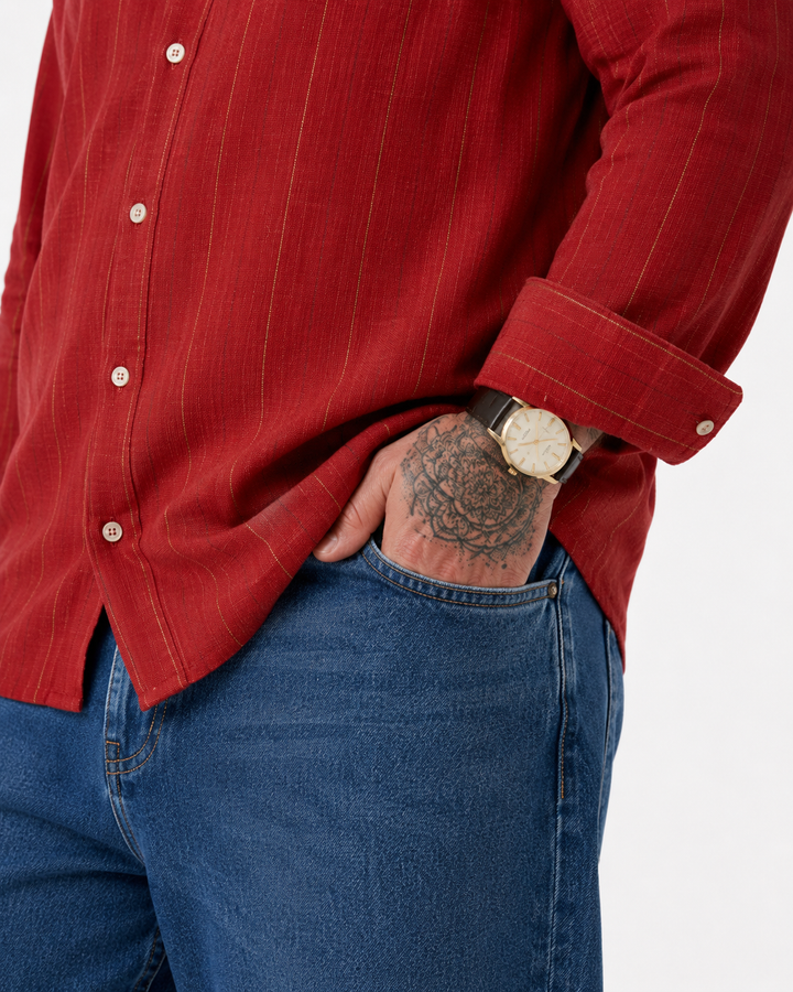 PLUS SIZE LINEN STRIPE SHIRT FOR MEN | XL-7XL