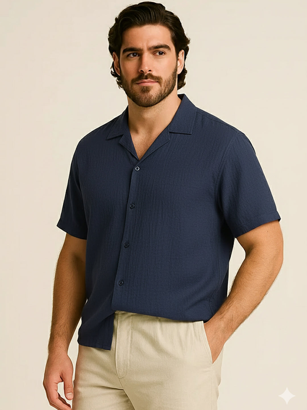 PLUS SIZE LOUNGE SEERSUCKER STRETCH HALF SLEEVE SHIRT FOR MEN | XL-7XL